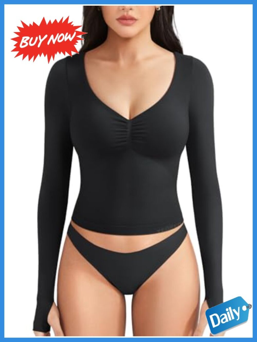 YEOREO Long Sleeve Workout Crop Top Double Lined Built-in Bra Thumbholes